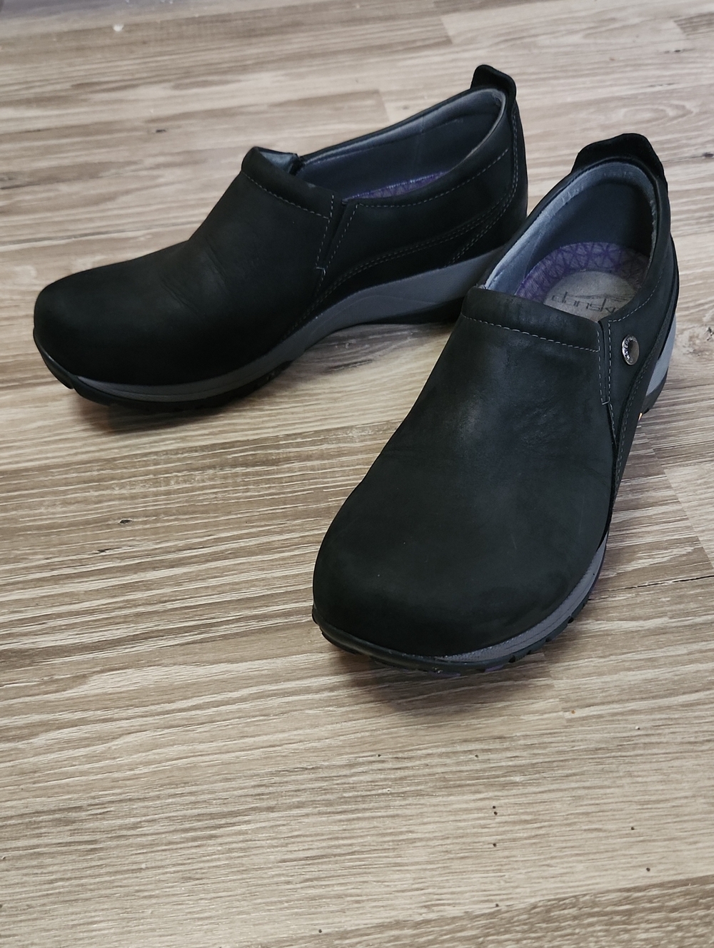 Dansko Black Suede Leather Slip-On Clog Sneakers Size 39 About US 8.5